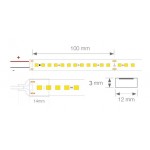 Tira LED 230V monocolor 12W/mt 120L/mt. SMD 2835 IP65 12x3mm corte cada 100mm, Bobina 50mt x 6,60€/m